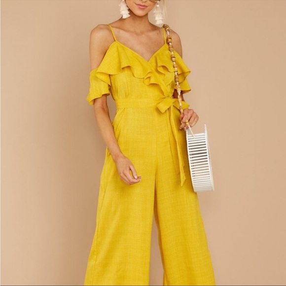 Red Dress Boutique Pants - Perfect Chemistry Yellow Jumpsuit